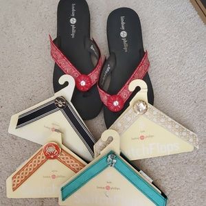 Size 9 Lindsay Phillips switch flops and 5 straps